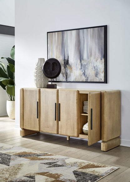 Modus Furniture - Nia Four Door Acacia Wood Sideboard in Lioness - UHXW78 view 6