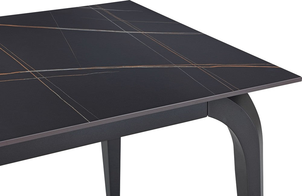 Modus Furniture - Nicoya Stone Top Rectangular Dining Table in Black Stone and Black Metal - LJLF60 view 3