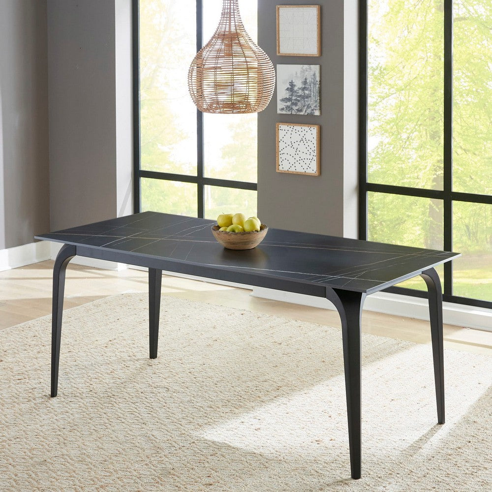 Modus Furniture - Nicoya Stone Top Rectangular Dining Table in Black Stone and Black Metal - LJLF60 view 6