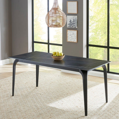 Modus Furniture - Nicoya Stone Top Rectangular Dining Table in Black Stone and Black Metal - LJLF60 view 6