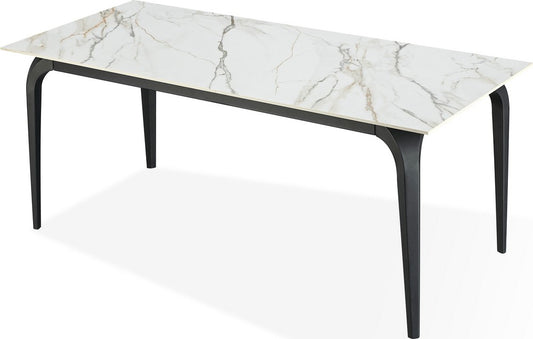Modus Furniture - Nicoya Stone Top Rectangular Dining Table in Pumpkin Spice Stone and Black Metal - LJPM60 view 1
