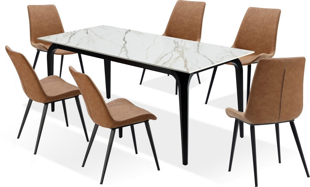 Modus Furniture - Nicoya Stone Top Rectangular Dining Table in Pumpkin Spice Stone and Black Metal - LJPM60 view 3