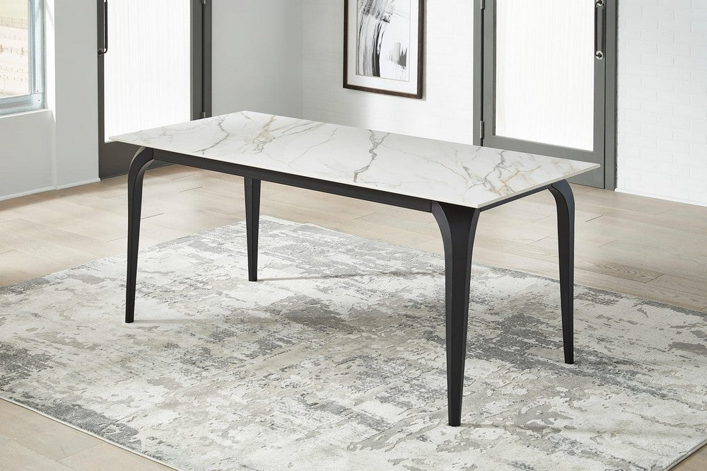 Modus Furniture - Nicoya Stone Top Rectangular Dining Table in Pumpkin Spice Stone and Black Metal - LJPM60 view 6