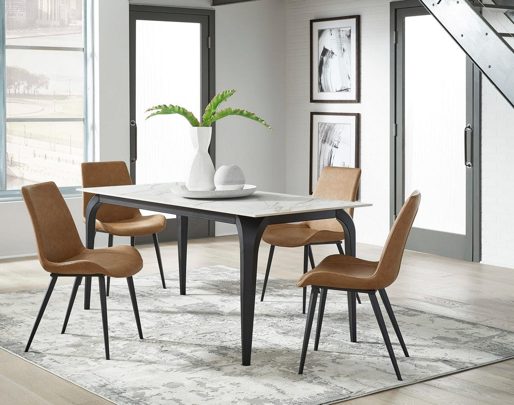 Modus Furniture - Nicoya Stone Top Rectangular Dining Table in Pumpkin Spice Stone and Black Metal - LJPM60 view 7
