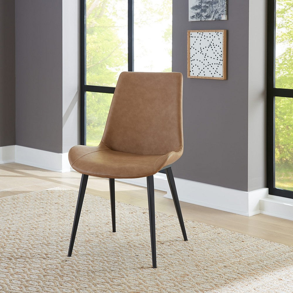Modus Furniture - Nicoya Upholstered Dining Chair in Buckskin Synthetic Leather and Black Set of 2 - LJLF63_2 view 6