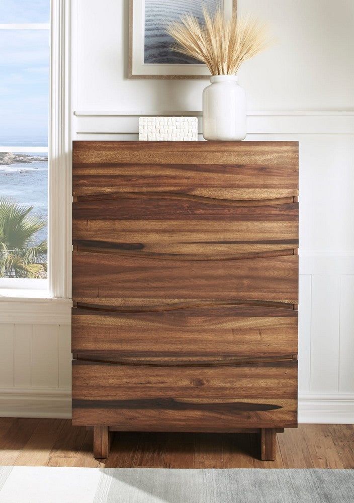 Modus Furniture - Ocean Five Drawer Solid Wood Chest in Natural Sengon (2024) - 8C7984A view 3