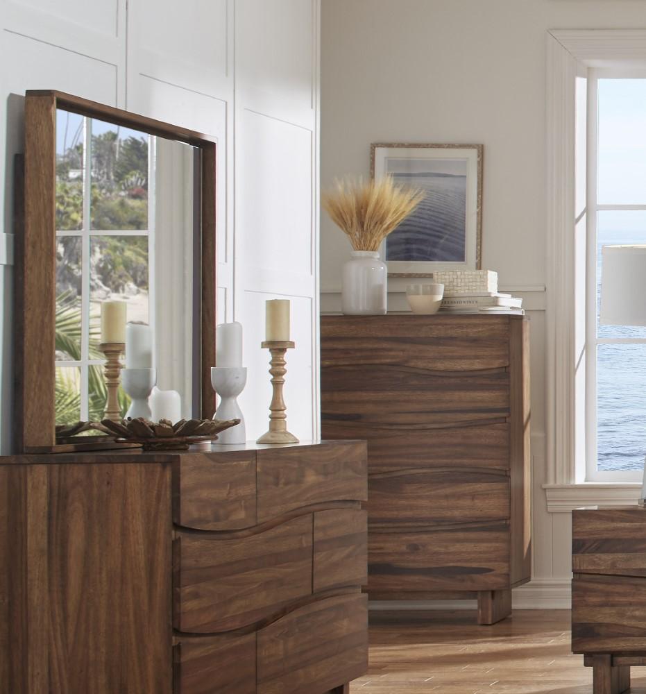 Modus Furniture - Ocean Solid Wood Floating Glass Mirror in Natural Sengon - 8C7983 veiw 2