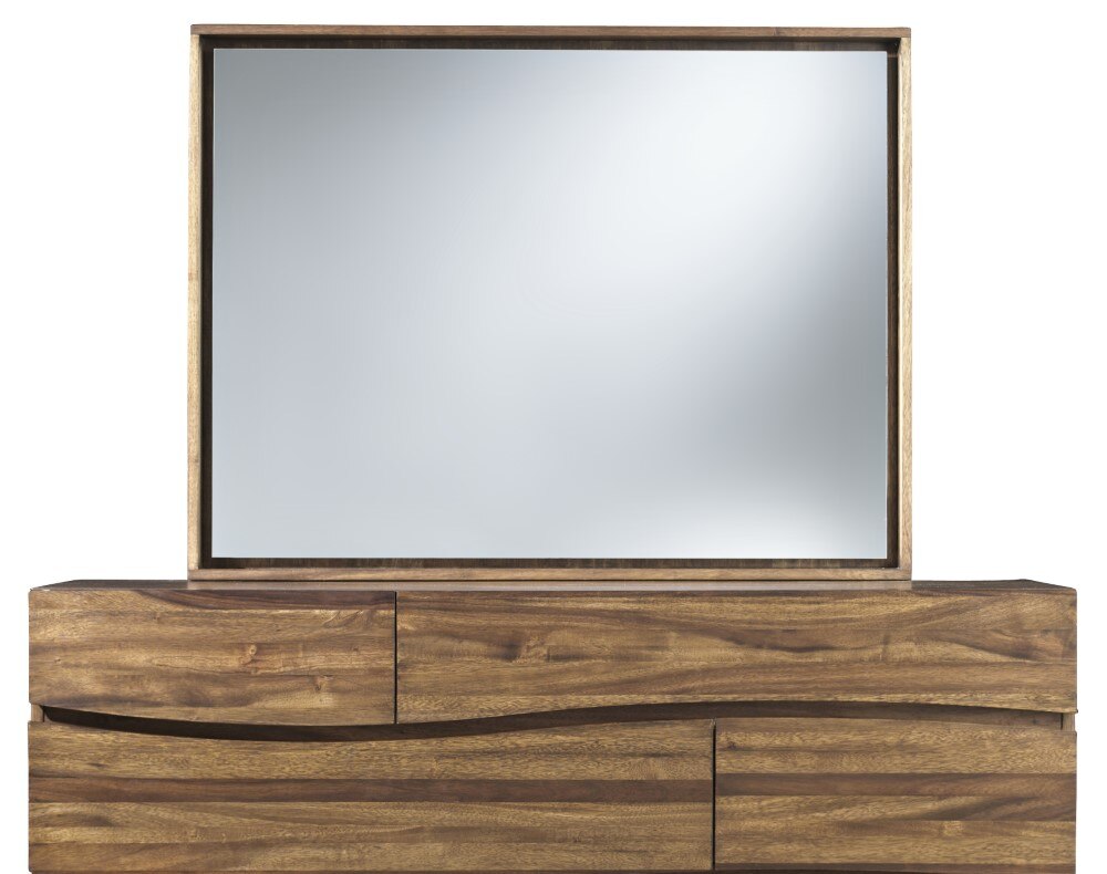 Modus Furniture - Ocean Solid Wood Floating Glass Mirror in Natural Sengon - 8C7983 veiw 3