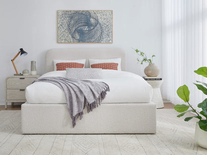 Modus Furniture - Off-White Queen-size Upholstered Platform Bed in Ricotta Boucle - MQMYH5 view 7