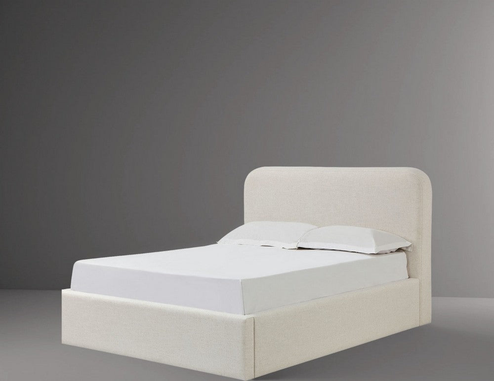 Modus Furniture - Off-White Upholstered Platform Bed in Whipped Honey Linen - MQ1LJ6 view 4