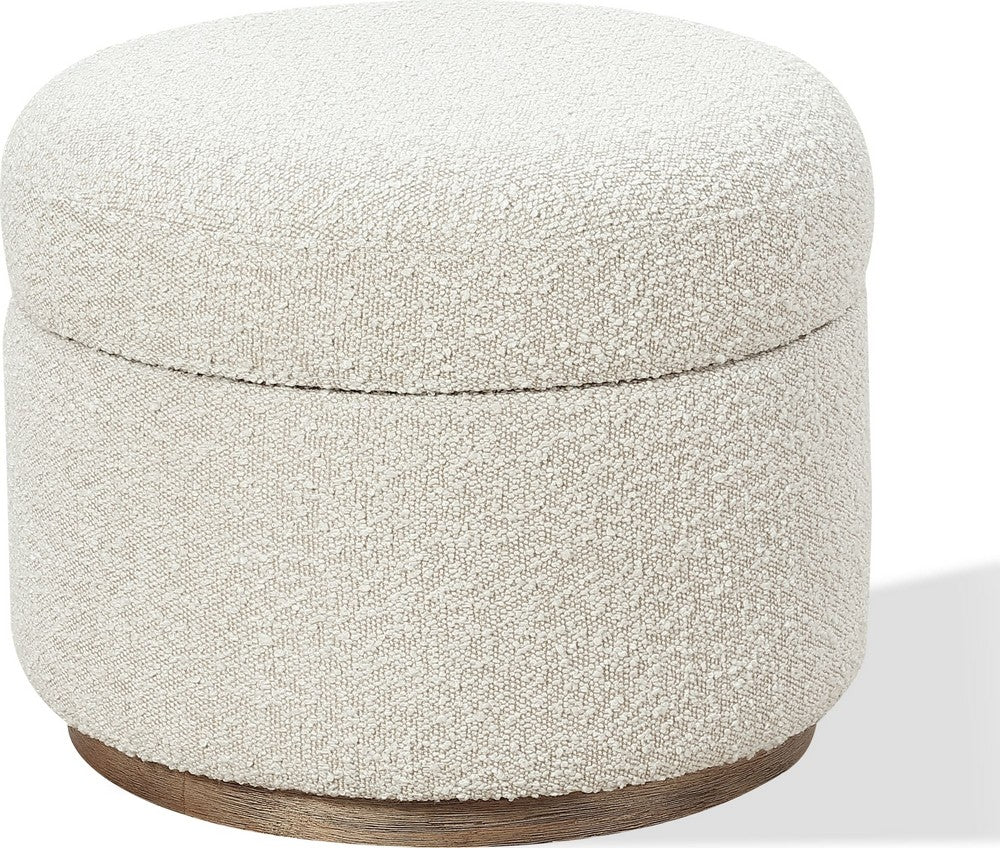 Modus Furniture - Off-White Upholstered Storage Ottoman in Ricotta Boucle (2026) - MQMY93 view 1