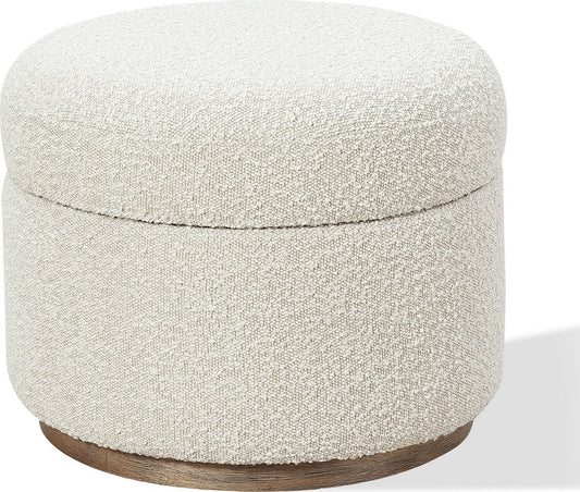 Modus Furniture - Off-White Upholstered Storage Ottoman in Ricotta Boucle (2026) - MQMY93 view 1