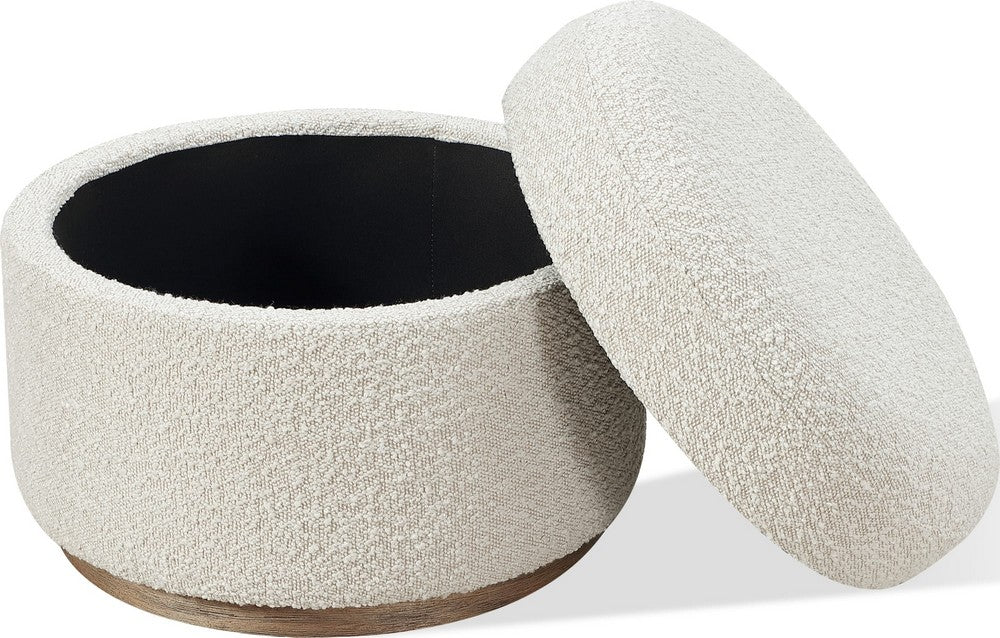 Modus Furniture - Off-White Upholstered Storage Ottoman in Ricotta Boucle (2026) - MQMY93 view 2