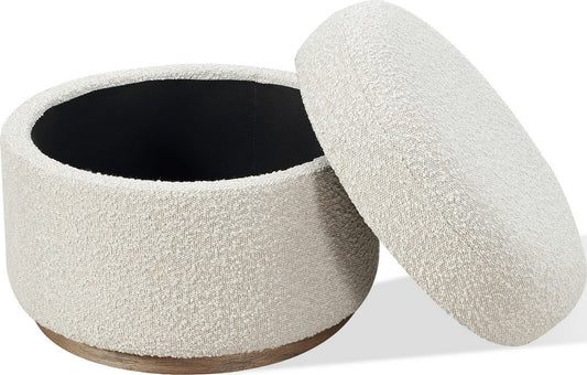 Modus Furniture - Off-White Upholstered Storage Ottoman in Ricotta Boucle (2026) - MQMY93 view 2