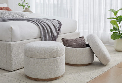 Modus Furniture - Off-White Upholstered Storage Ottoman in Ricotta Boucle (2026) - MQMY93 view 3