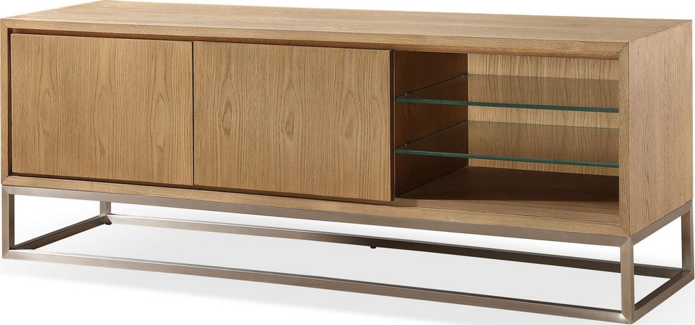 Modus Furniture - One Coastal Modern 74 inch TV Console in Brushed Stainless Steel and Bisque - JVLH263 view 1