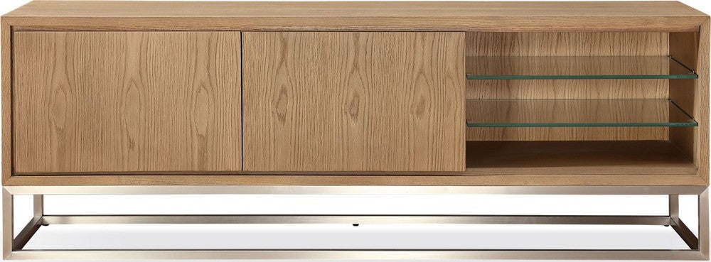 Modus Furniture - One Coastal Modern 74 inch TV Console in Brushed Stainless Steel and Bisque - JVLH263 view 2