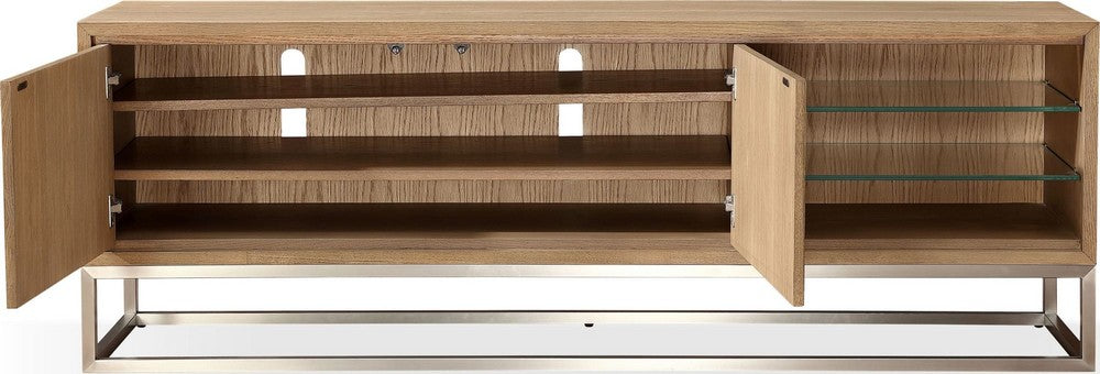 Modus Furniture - One Coastal Modern 74 inch TV Console in Brushed Stainless Steel and Bisque - JVLH263 view 3