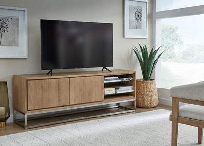 Modus Furniture - One Coastal Modern 74 inch TV Console in Brushed Stainless Steel and Bisque - JVLH263 view 5