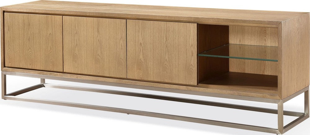 Modus Furniture - One Coastal Modern 84 inch TV Console in Brushed Stainless Steel and Bisque - JVLH263L view 1