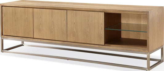 Modus Furniture - One Coastal Modern 84 inch TV Console in Brushed Stainless Steel and Bisque - JVLH263L view 1