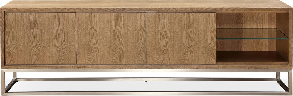 Modus Furniture - One Coastal Modern 84 inch TV Console in Brushed Stainless Steel and Bisque - JVLH263L view 2