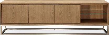Modus Furniture - One Coastal Modern 84 inch TV Console in Brushed Stainless Steel and Bisque - JVLH263L view 2