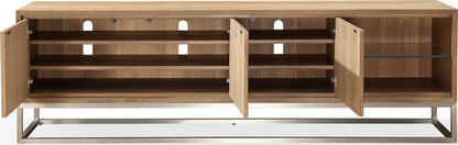 Modus Furniture - One Coastal Modern 84 inch TV Console in Brushed Stainless Steel and Bisque - JVLH263L view 3