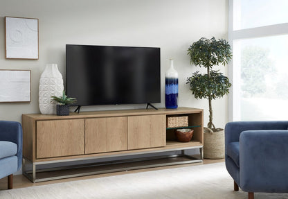 Modus Furniture - One Coastal Modern 84 inch TV Console in Brushed Stainless Steel and Bisque - JVLH263L view 5