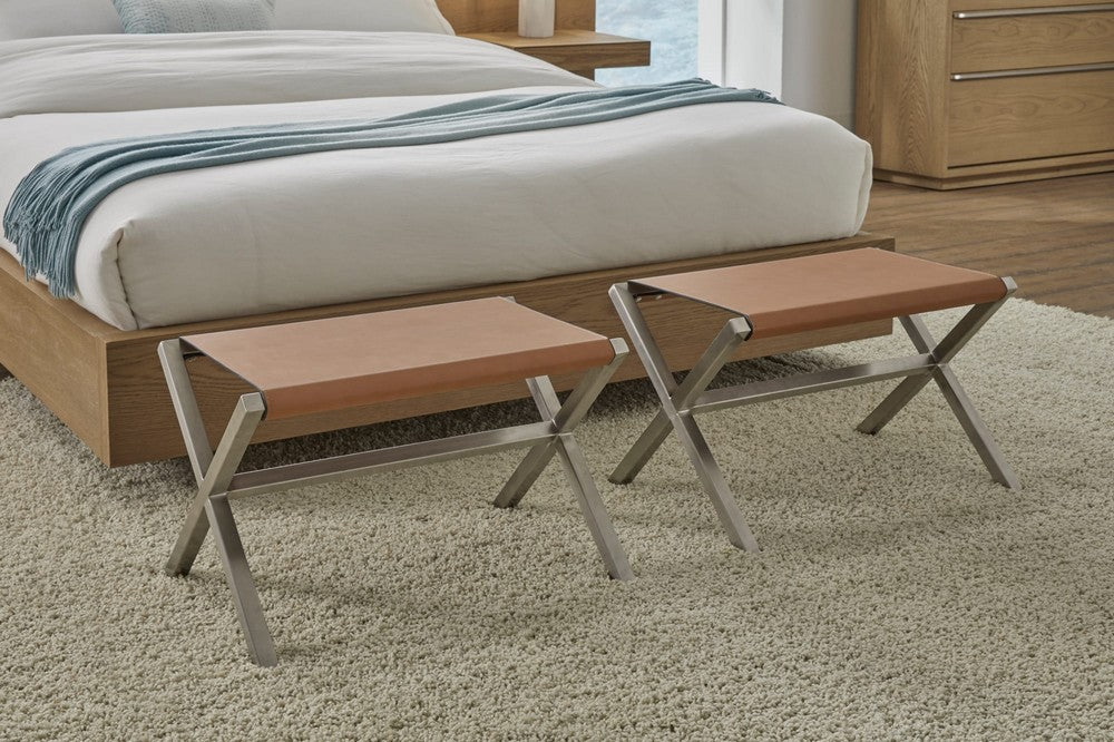 Modus Furniture - One Coastal Modern Director's Stool in Stainless Steel and Leather - JVHH88B view 2