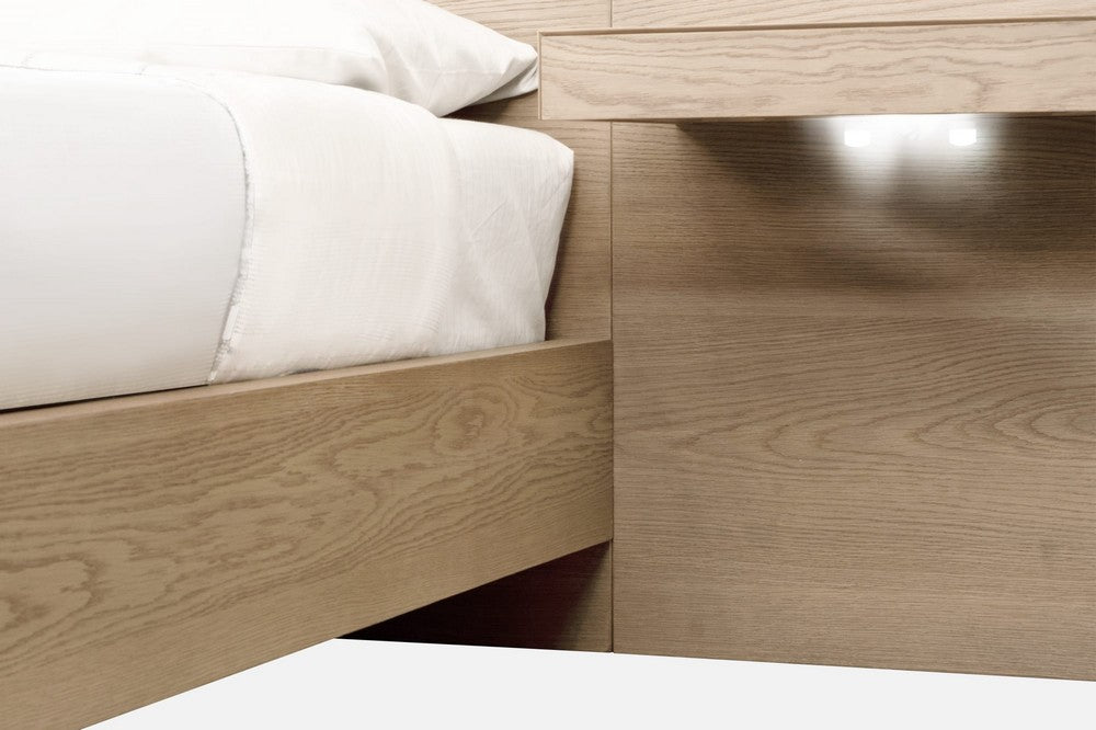 Modus Furniture - One Coastal Modern Full-size Live Edge Wall Bed with Floating Nightstands in Bisque - JVLHJ4 view 4
