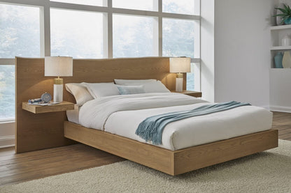 Modus Furniture - One Coastal Modern King-size Live Edge Wall Bed with Floating Nightstands in Bisque - JVLHJ7 view 11