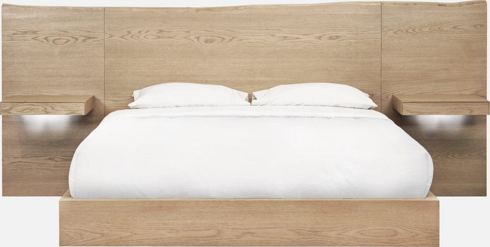 Modus Furniture - One Coastal Modern Queen-size Live Edge Wall Bed with Floating Nightstands in Bisque - JVLHJ5 view 2