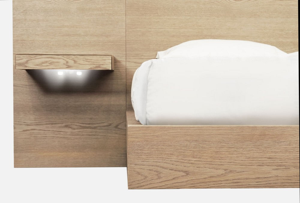 Modus Furniture - One Coastal Modern Queen-size Live Edge Wall Bed with Floating Nightstands in Bisque - JVLHJ5 view 3