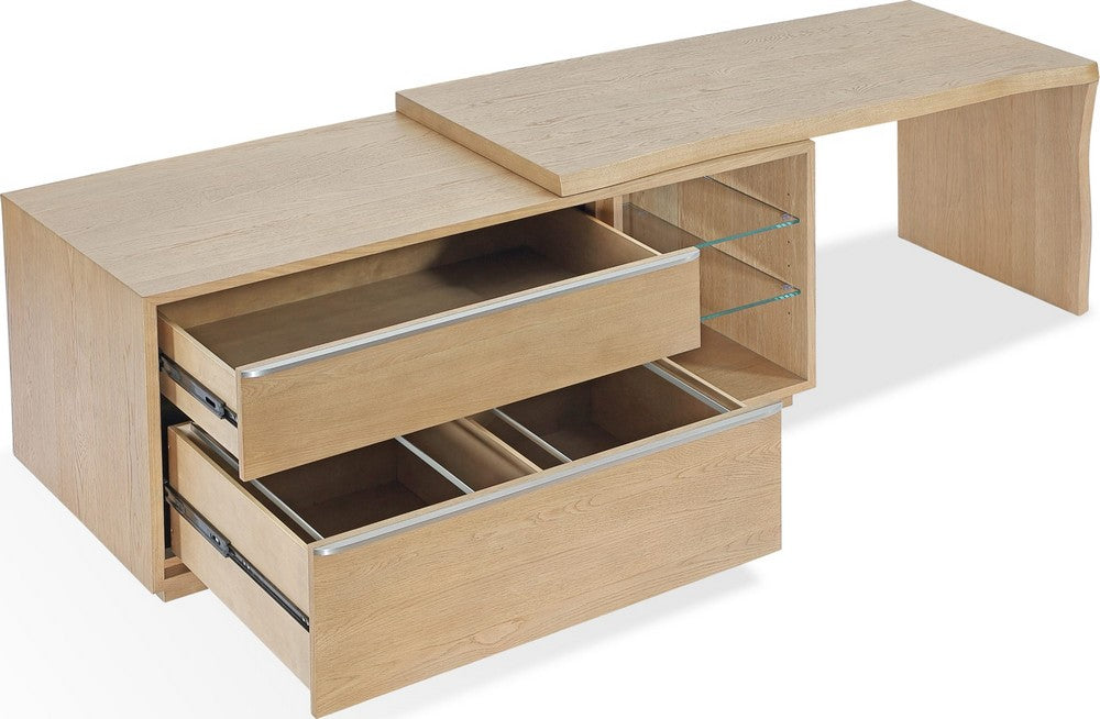Modus Furniture - One Live Edge Edge Executive Desk in White Oak and Glass - JVLH12 view 3