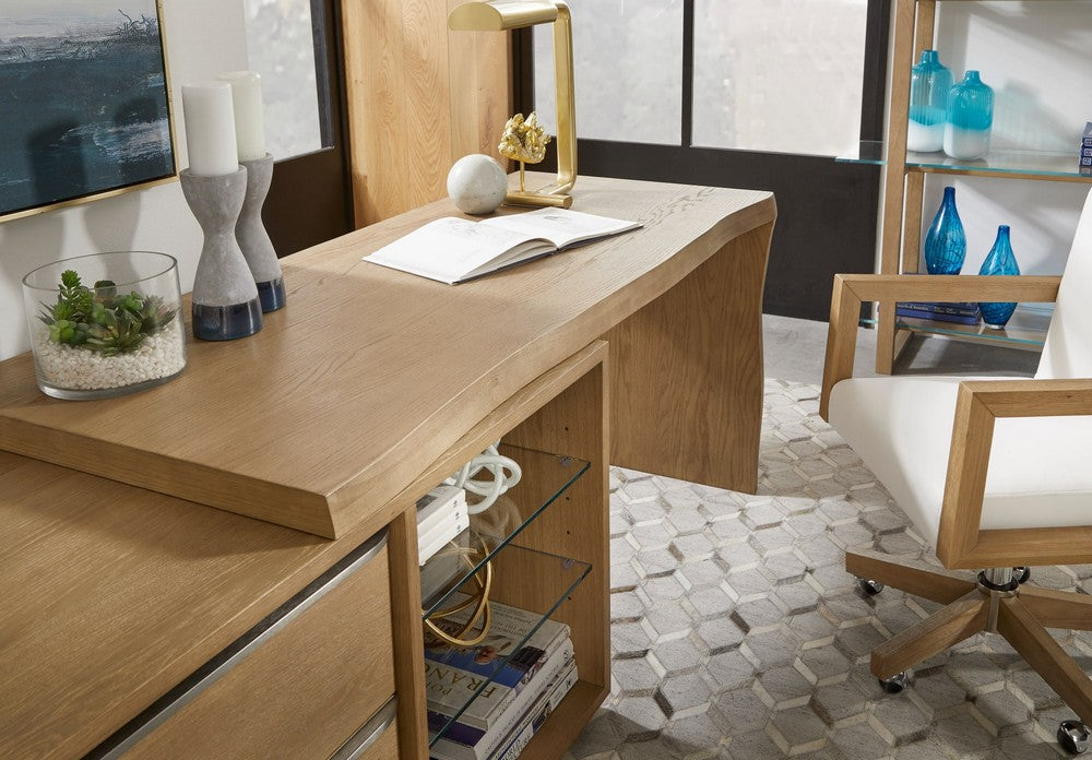 Modus Furniture - One Live Edge Edge Executive Desk in White Oak and Glass - JVLH12 view 4