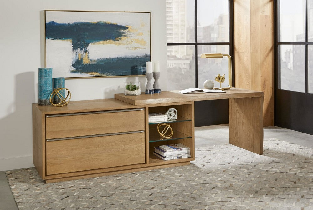 Modus Furniture - One Live Edge Edge Executive Desk in White Oak and Glass - JVLH12 view 5
