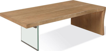Modus Furniture - One Live-Edge White Oak and Glass Coffee Table in Bisque - JVLH21 view 1
