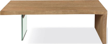 Modus Furniture - One Live-Edge White Oak and Glass Coffee Table in Bisque - JVLH21 view 2