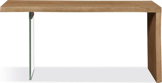 Modus Furniture - One Live-Edge White Oak and Glass Console Table in Bisque - JVLH23 view 2