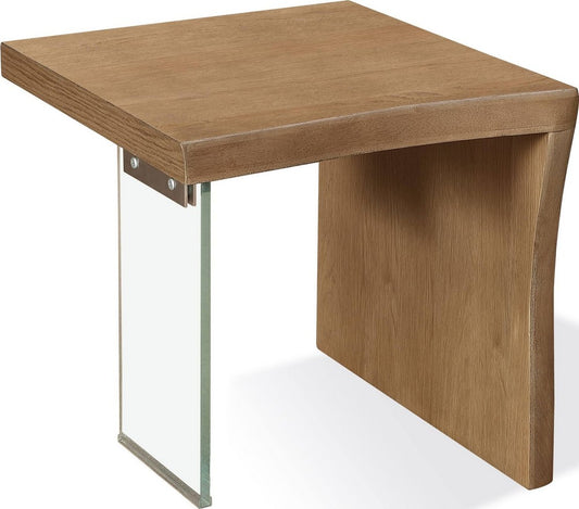 Modus Furniture - One Live-Edge White Oak and Glass End Table in Bisque - JVLH22 view 1
