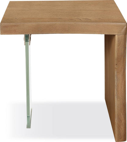 Modus Furniture - One Live-Edge White Oak and Glass End Table in Bisque - JVLH22 view 2