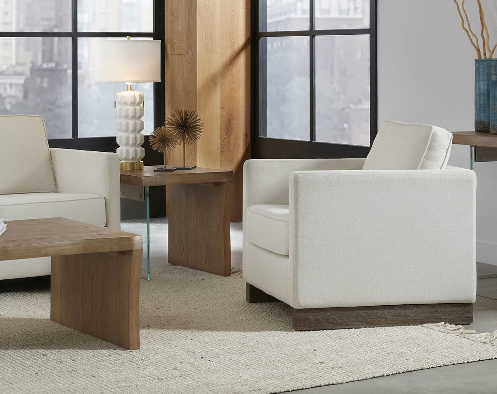 Modus Furniture - One Live-Edge White Oak and Glass End Table in Bisque - JVLH22 view 3
