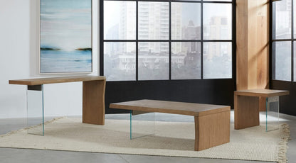 Modus Furniture - One Live-Edge White Oak and Glass End Table in Bisque - JVLH22 view 4
