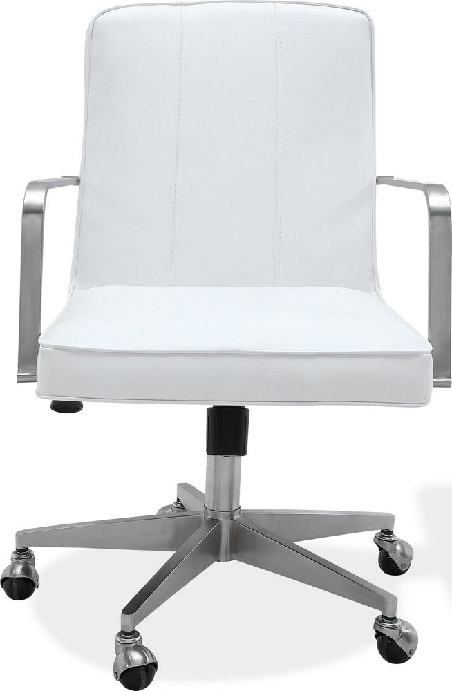 Modus Furniture - One Metal Frame Home Office Chair in Brushed Stainless Steel and White Leather - JVA417 view 1