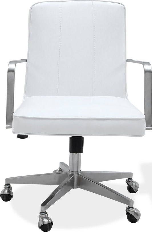 Modus Furniture - One Metal Frame Home Office Chair in Brushed Stainless Steel and White Leather - JVA417 view 1