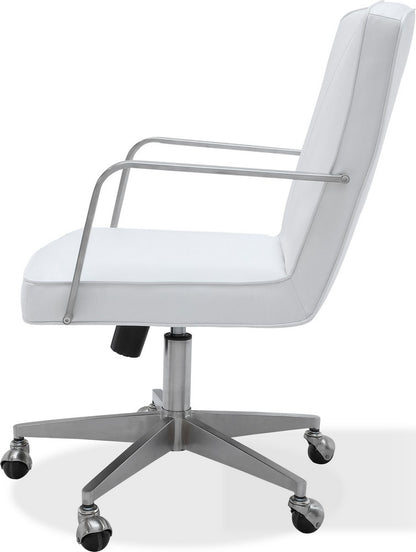Modus Furniture - One Metal Frame Home Office Chair in Brushed Stainless Steel and White Leather - JVA417 view 2