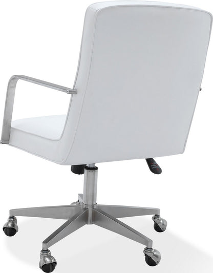 Modus Furniture - One Metal Frame Home Office Chair in Brushed Stainless Steel and White Leather - JVA417 view 3