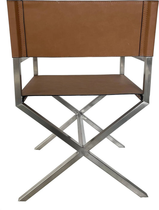 Modus Furniture - One Modern Coastal Director's Dining Arm Chair in Cognac and Brushed Stainless Steel - JVHH63_1 view 2