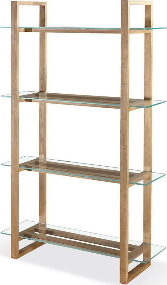 Modus Furniture - One Modern Coastal Glass Shelf Bookcase in Solid Wood - JVLH19 view 1